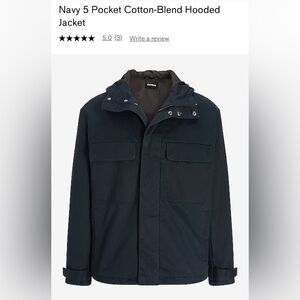 express navy 5 pocket cotton-blend hooded jacket
